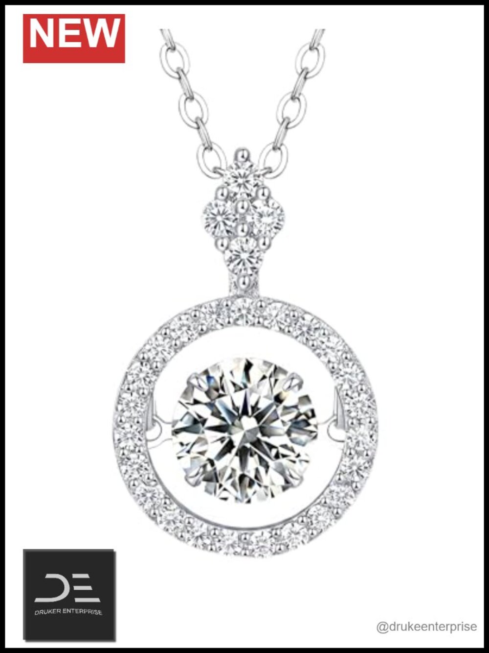925 Sterling Silver Moissanite Pendant Necklace Women's Jewelry
